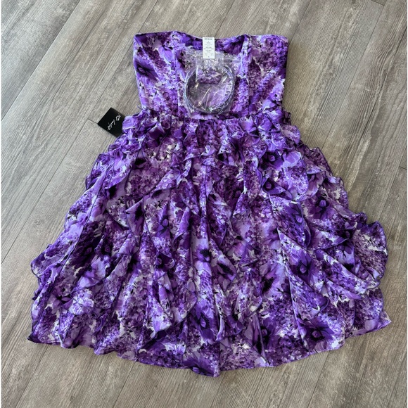 🍒🤍LAST PRICE🍒🤍 WHITE HOUSE BLACK MARKET spring cascade purple dress ✨ - Picture 13 of 16